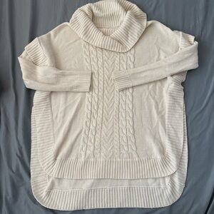 Free People Cream Cowl Neck Cable Knit Sweater